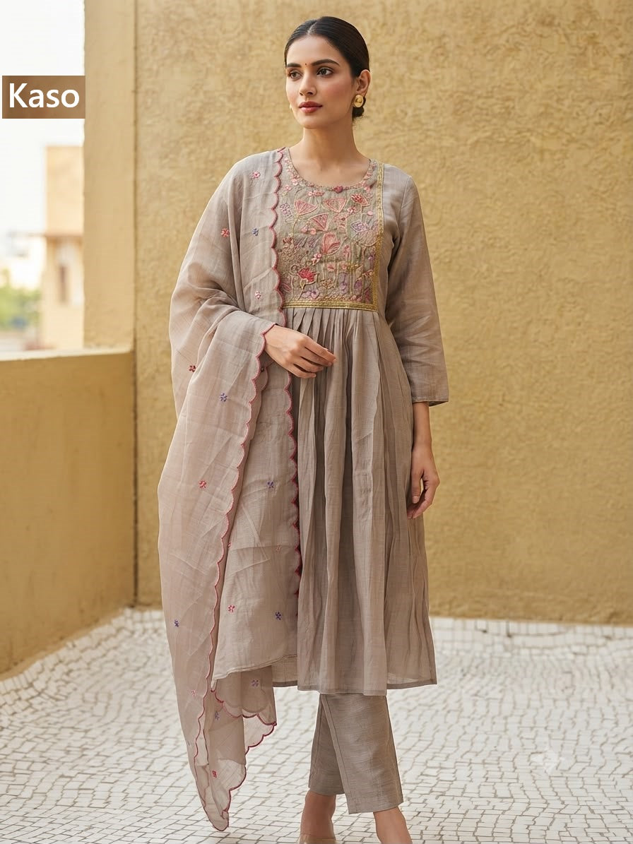 Mull Chanderi 2208 Kaso Readymade Anarkali Suits Wholesaler Ahmedabad