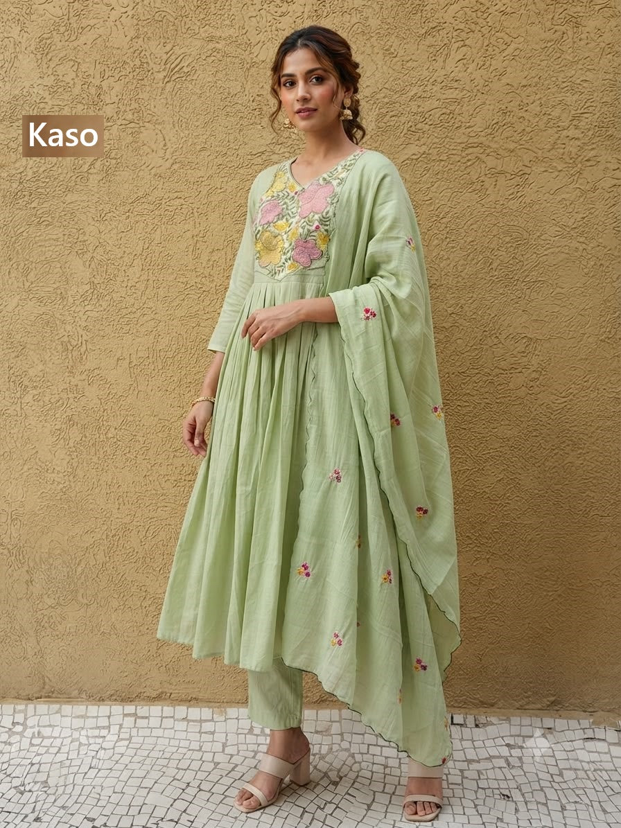 Mull Chanderi 2208 Kaso Readymade Anarkali Suits Wholesaler Ahmedabad