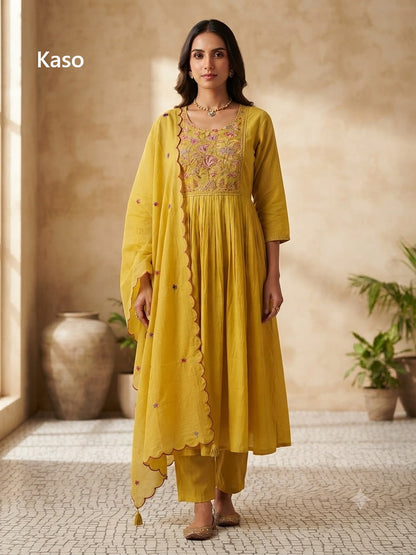 Mull Chanderi 2208 Kaso Readymade Anarkali Suits Wholesaler Ahmedabad