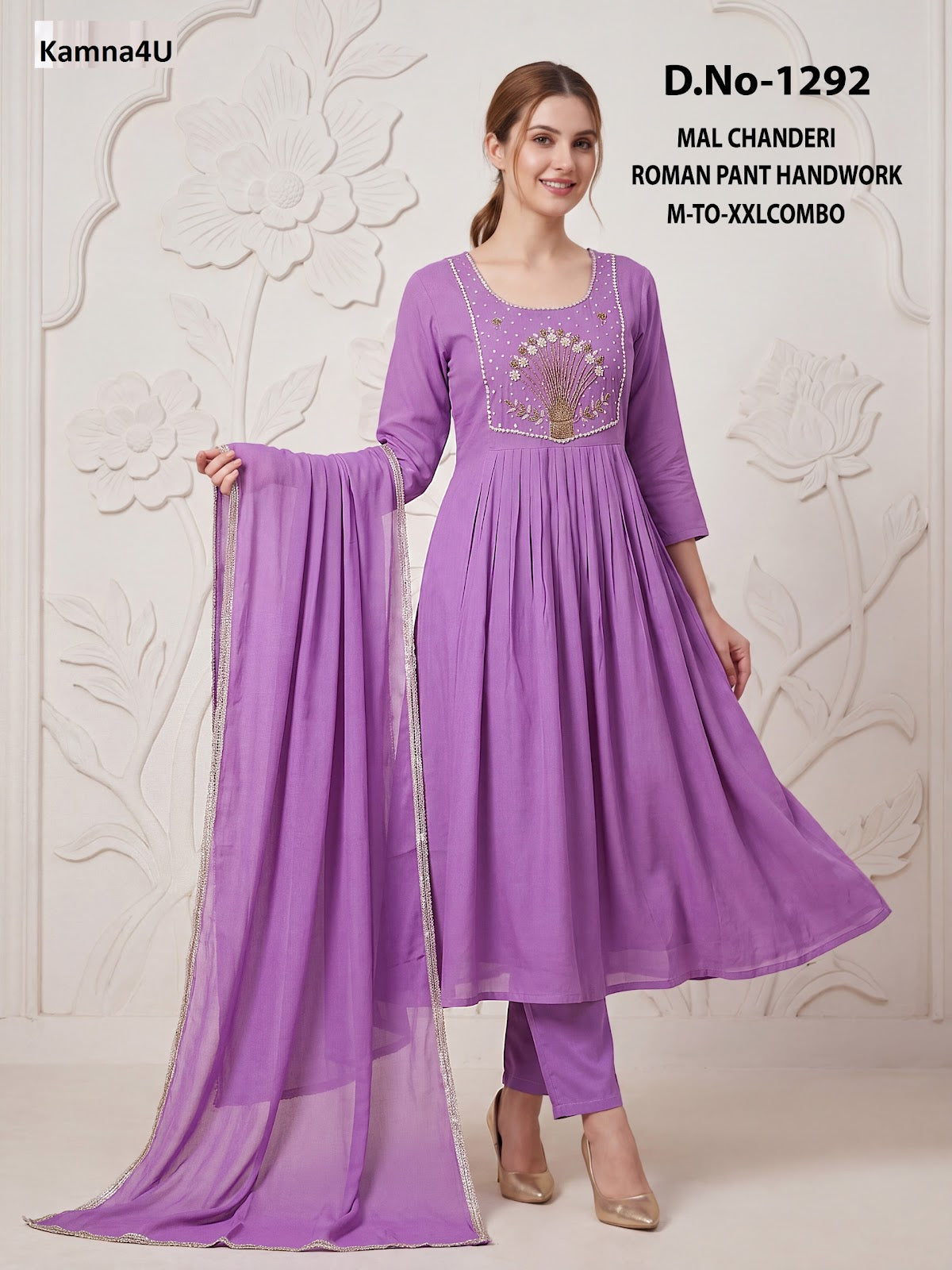 Mull Ghera 091026 Kamna4U Chanderi Readymade Anarkali Suits Wholesale