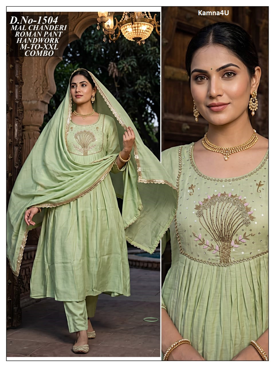 Mull Ghera 091026 Kamna4U Chanderi Readymade Anarkali Suits Wholesale