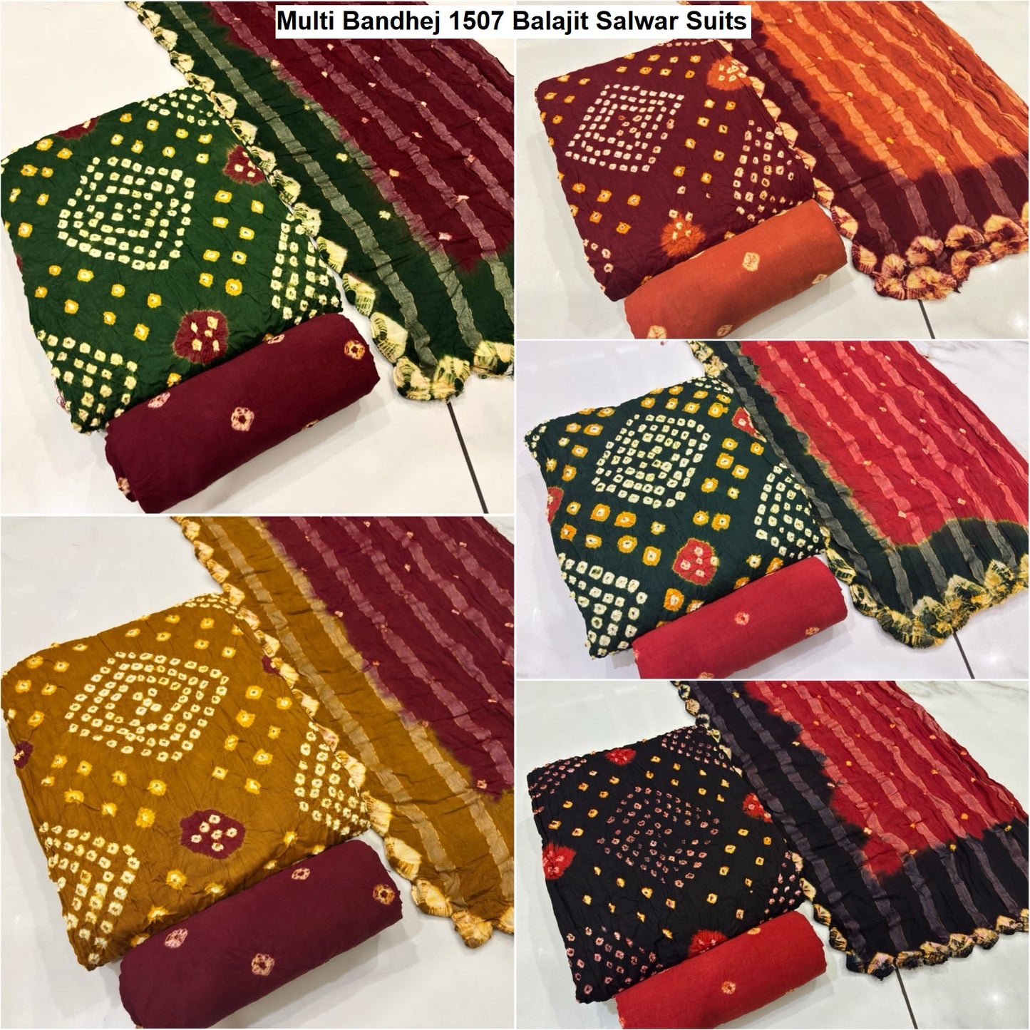 Multi Bandhej 1507 Balajit Satin Salwar Suits Wholesaler India