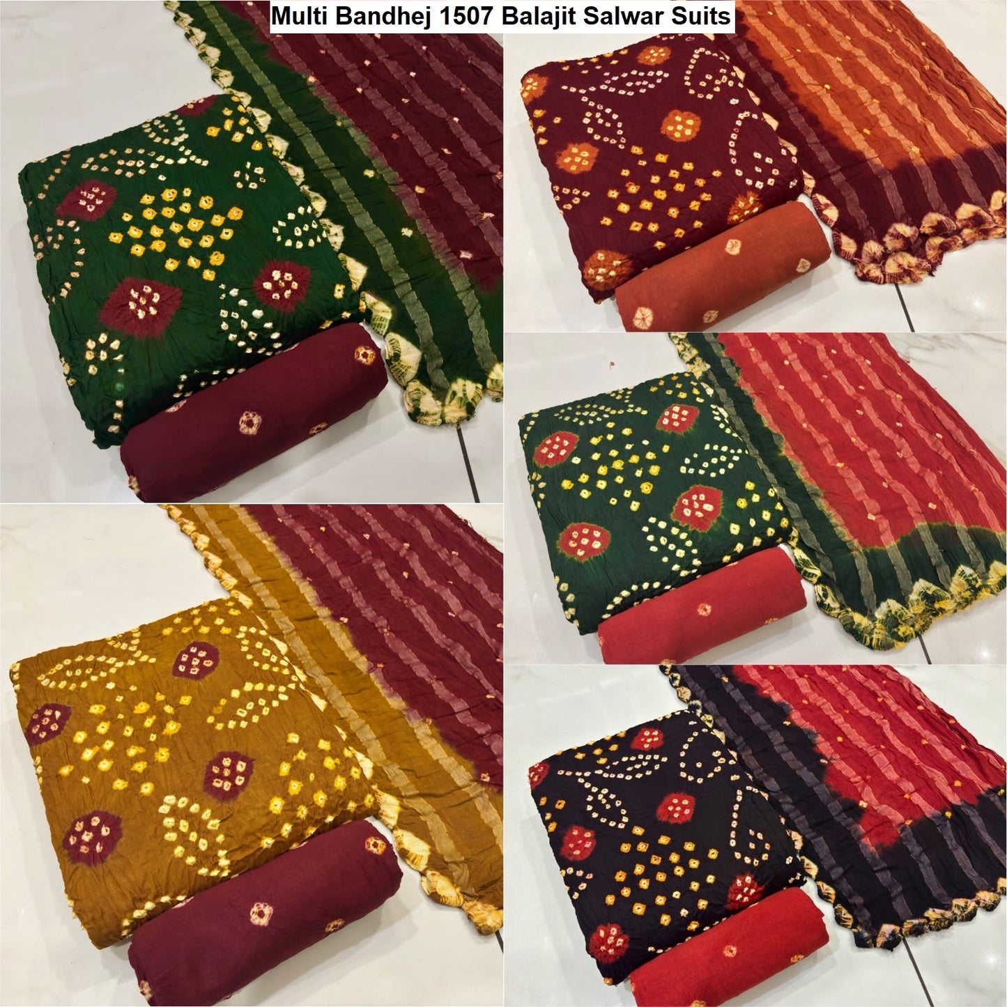 Multi Bandhej 1507 Balajit Satin Salwar Suits Wholesaler India