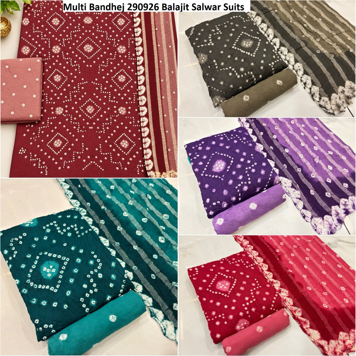 Multi Bandhej 290926 Balajit Satin Salwar Suits Supplier Gujarat