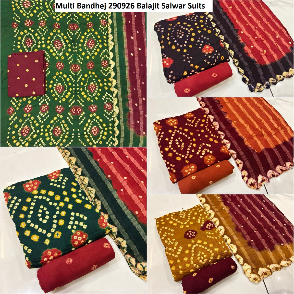 Multi Bandhej 290926 Balajit Satin Salwar Suits Supplier Gujarat