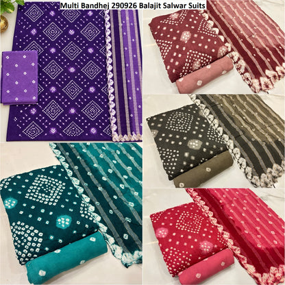 Multi Bandhej 290926 Balajit Satin Salwar Suits Supplier Gujarat