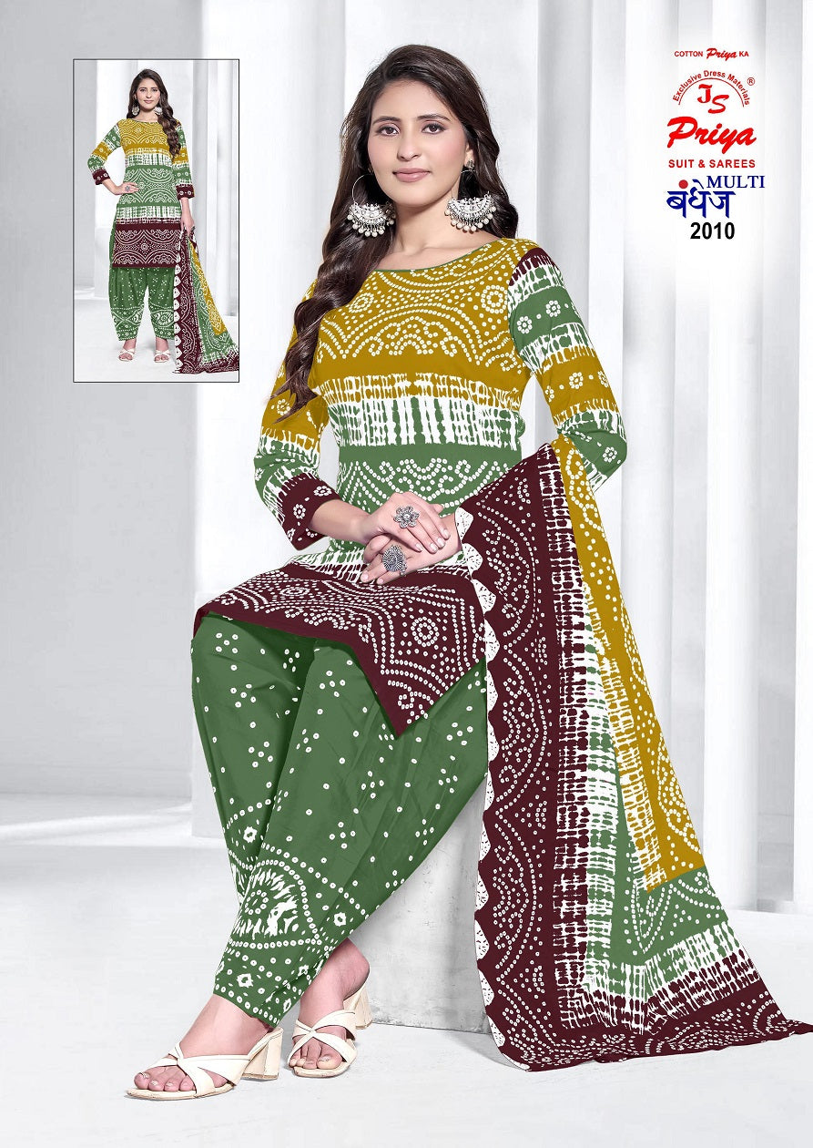 Multi Bandhej Vol 2 Js Priya Cotton Dress Material Supplier Ahmedabad