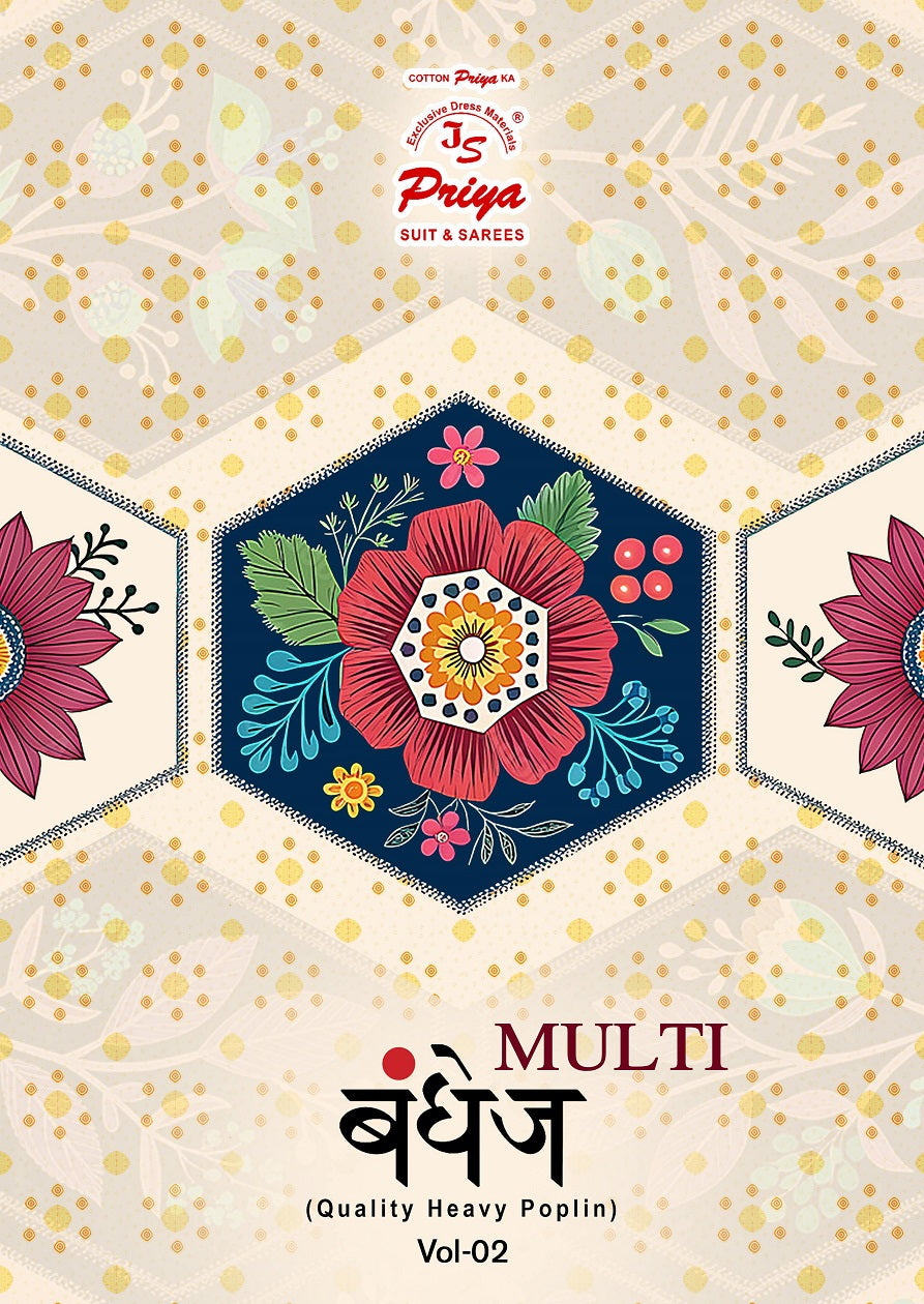 Multi Bandhej Vol 2 Js Priya Cotton Dress Material Supplier Ahmedabad