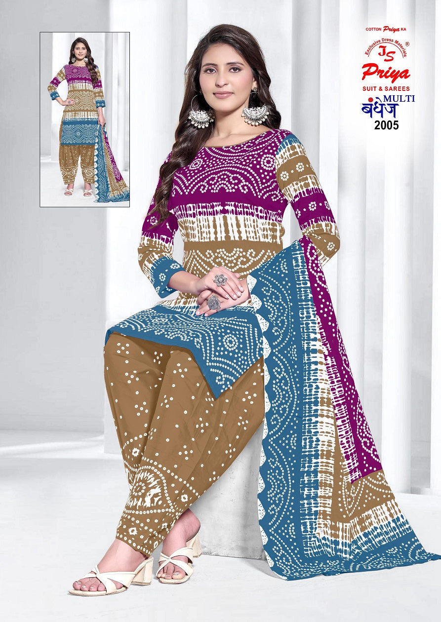 Multi Bandhej Vol 2 Js Priya Cotton Dress Material Supplier Ahmedabad