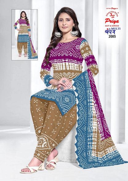 Multi Bandhej Vol 2 Js Priya Cotton Dress Material Supplier Ahmedabad