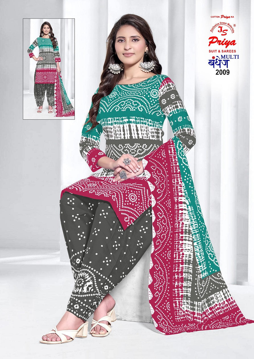 Multi Bandhej Vol 2 Js Priya Cotton Dress Material Supplier Ahmedabad