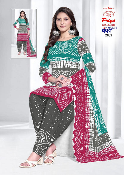 Multi Bandhej Vol 2 Js Priya Cotton Dress Material Supplier Ahmedabad
