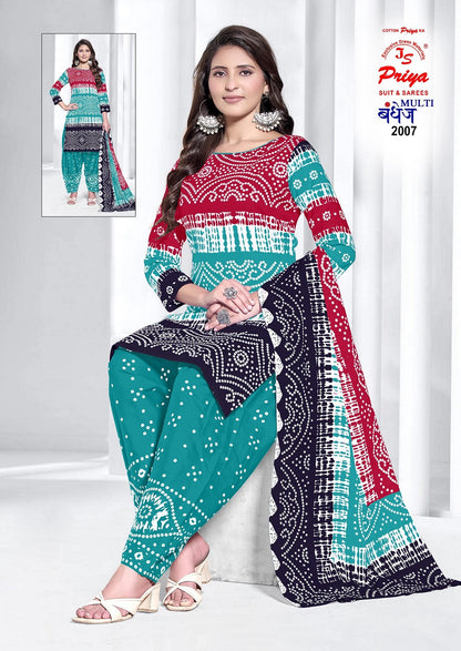 Multi Bandhej Vol 2 Js Priya Cotton Dress Material Supplier Ahmedabad