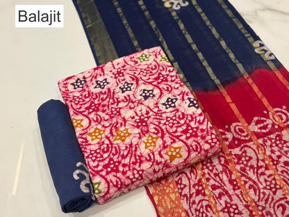 Multi Colors 011025 Balajit Batik Cotton Dress Material Wholesale Rate
