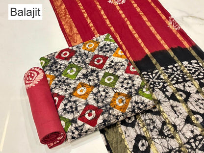 Multi Colors 011025 Balajit Batik Cotton Dress Material Wholesale Rate