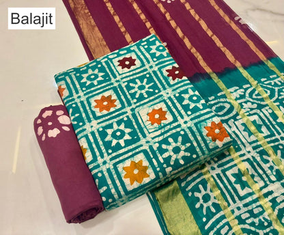Multi Colors 011025 Balajit Batik Cotton Dress Material Wholesale Rate