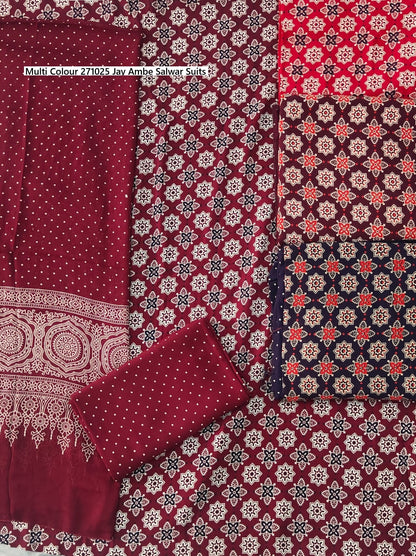 Multi Colour 271025 Jay Ambe Rayon Salwar Suits Exporter Gujarat