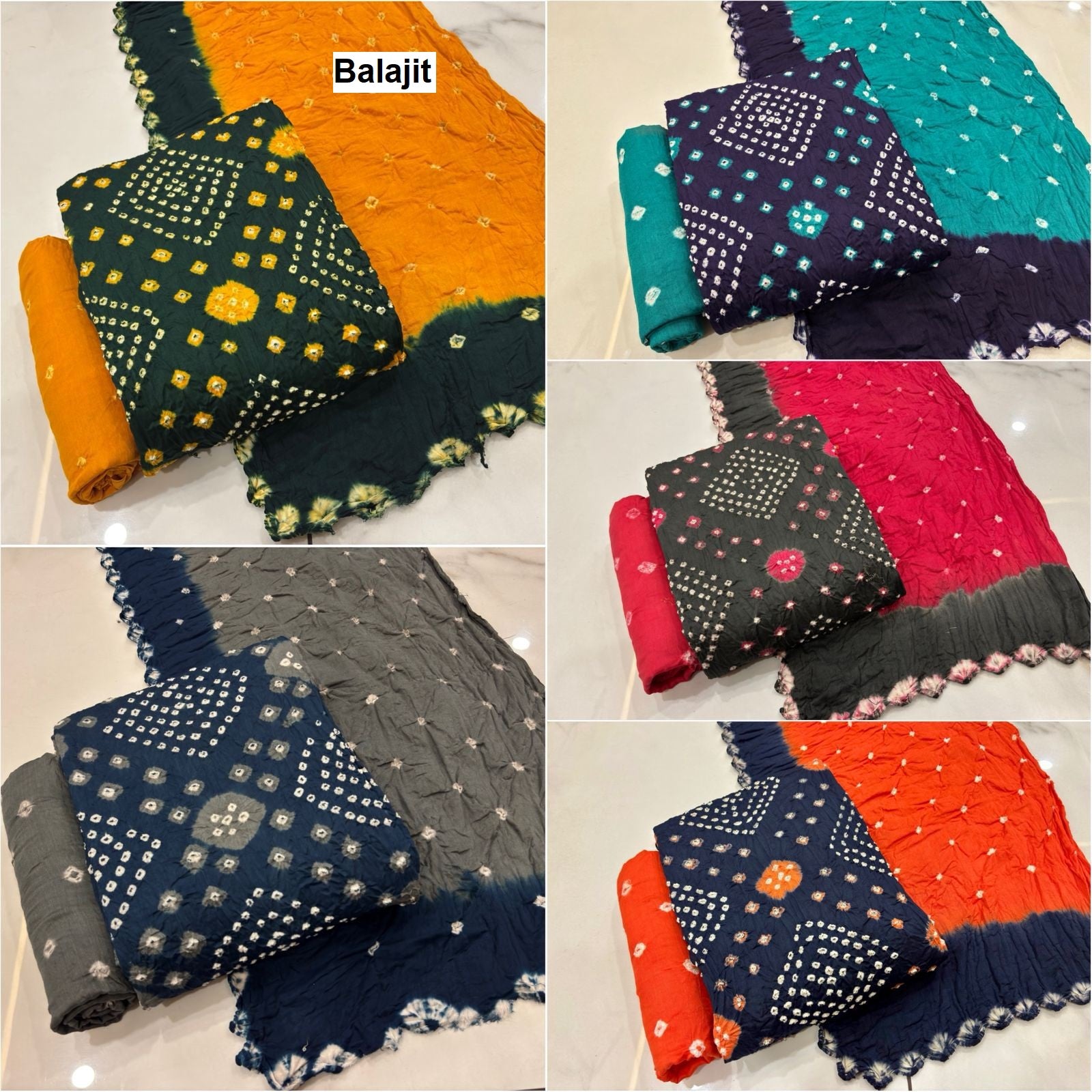 Multi Colour Bandhej 0708 Balajit Cotton Satin Salwar Suits Wholesale Price