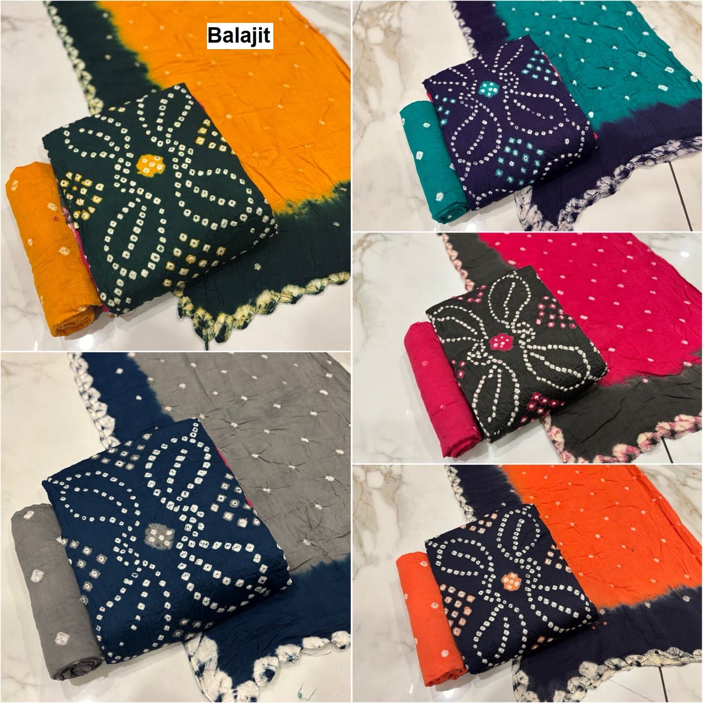 Multi Colour Bandhej 0708 Balajit Cotton Satin Salwar Suits Wholesale Price