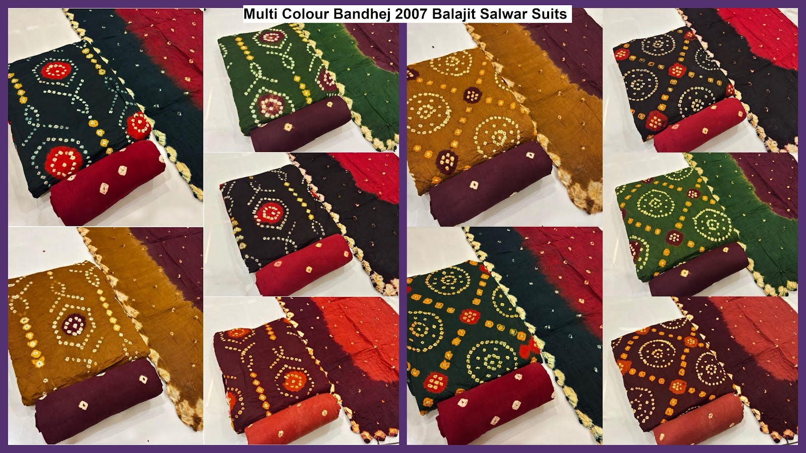 Multi Colour Bandhej 2007 Balajit Cotton Satin Salwar Suits Manufacturer