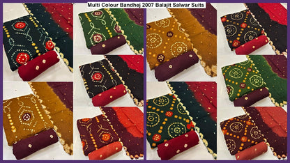 Multi Colour Bandhej 2007 Balajit Cotton Satin Salwar Suits Manufacturer