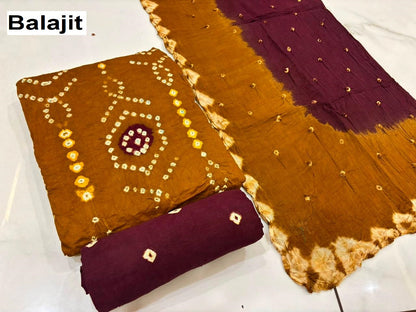 Multi Colour Bandhej 2007 Balajit Cotton Satin Salwar Suits Manufacturer