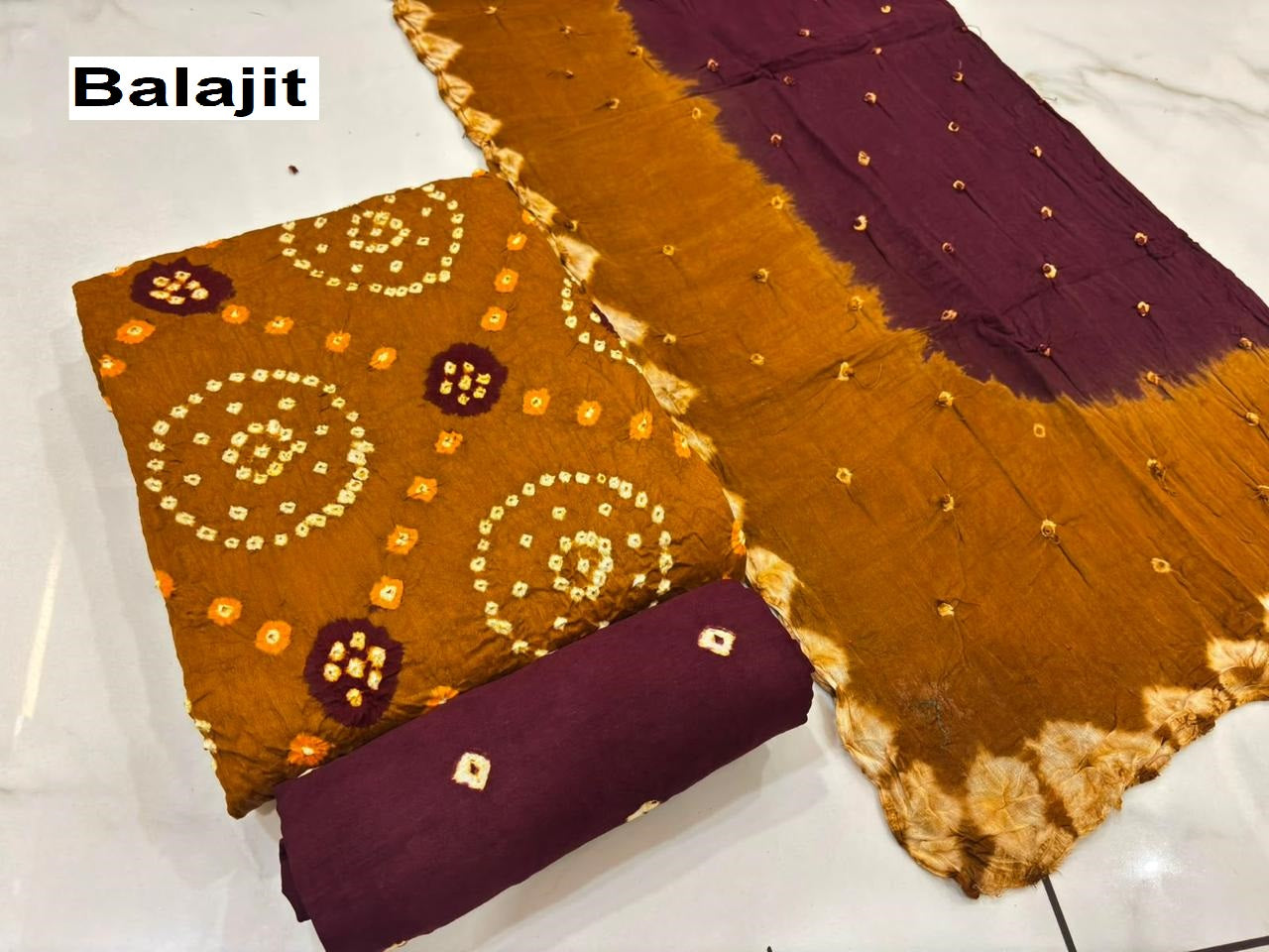Multi Colour Bandhej 2007 Balajit Cotton Satin Salwar Suits Manufacturer