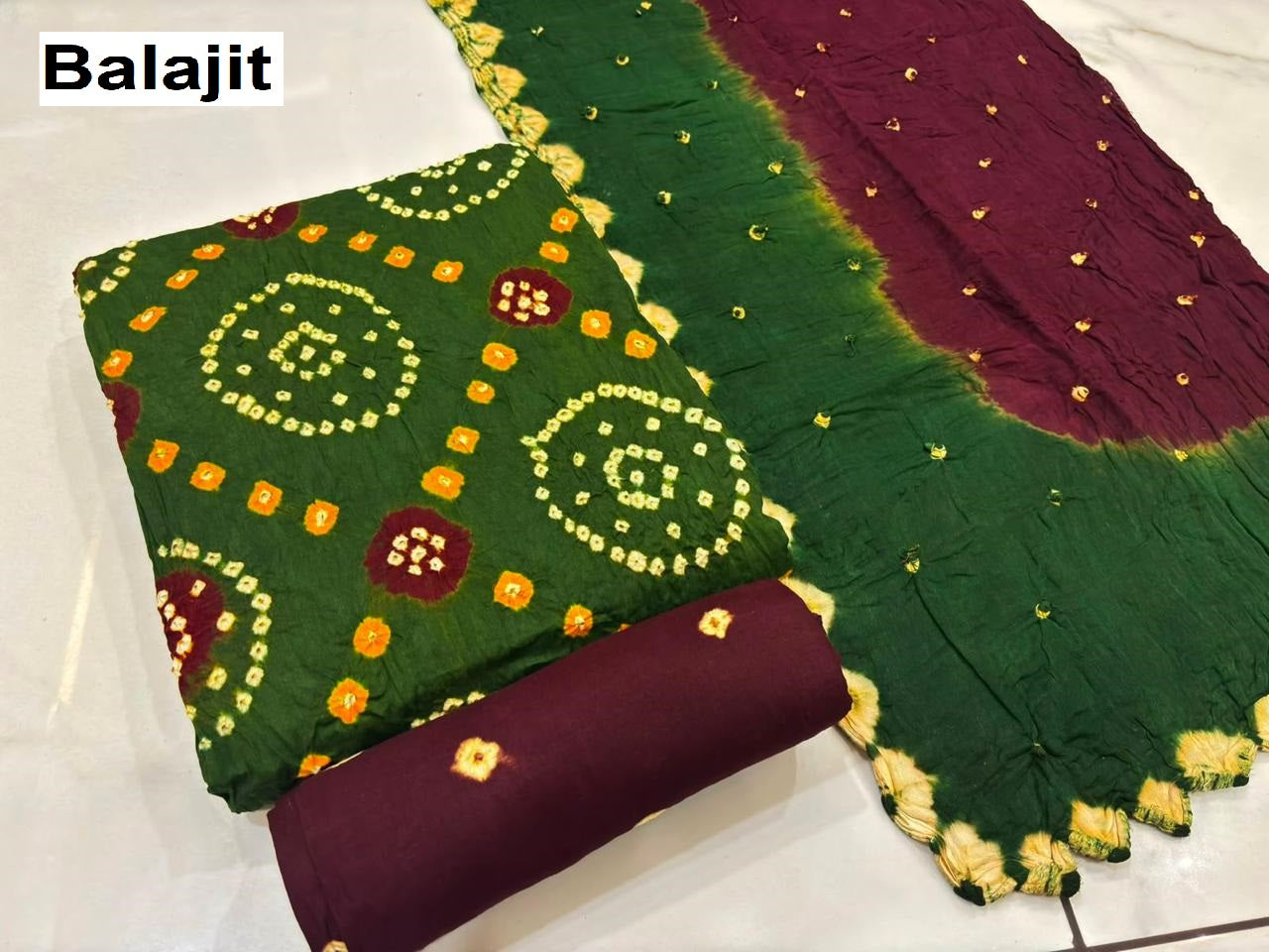Multi Colour Bandhej 2007 Balajit Cotton Satin Salwar Suits Manufacturer