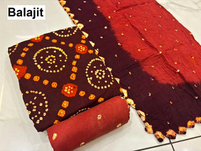 Multi Colour Bandhej 2007 Balajit Cotton Satin Salwar Suits Manufacturer