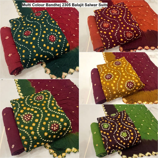 Multi Colour Bandhej 2305 Balajit Salwar Suits Wholesaler