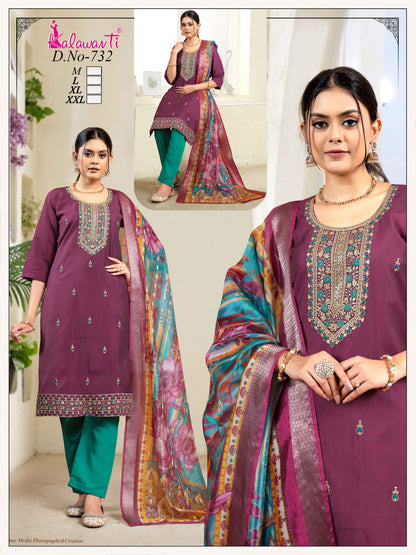 Multi Sequence 2909 Kalawanti Silk Readymade Pant Style Suits Supplier India