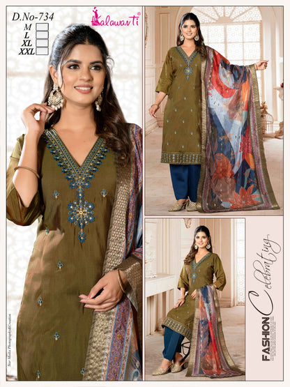 Multi Sequence 2909 Kalawanti Silk Readymade Pant Style Suits Supplier India