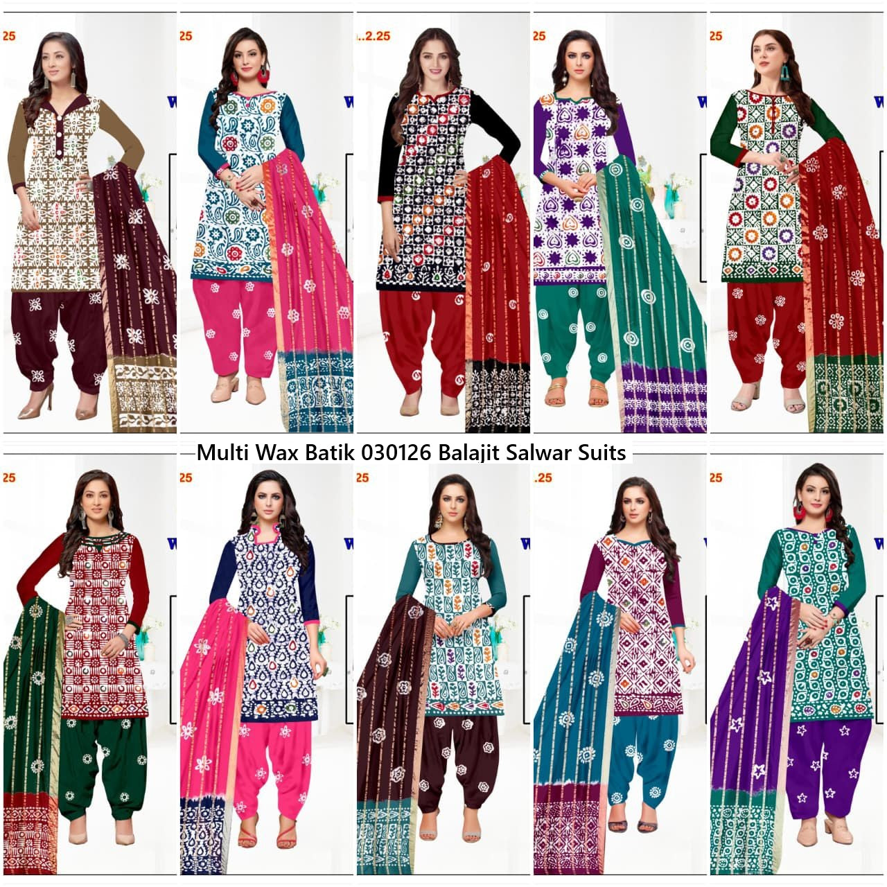 Multi Wax Batik 030126 Balajit Cotton Salwar Suits Exporter Ahmedabad