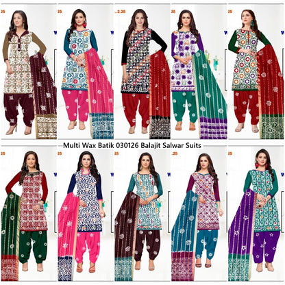 Multi Wax Batik 030126 Balajit Cotton Salwar Suits Exporter Ahmedabad