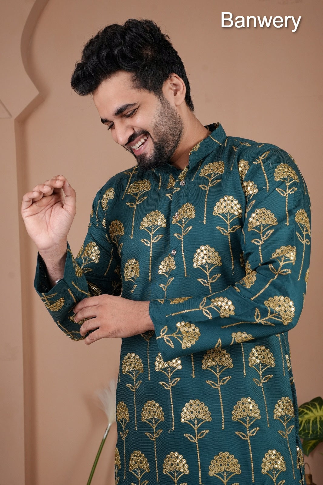 Multiple Petals Banwery Gadwal Silk Mens Kurta Pajama Exporter