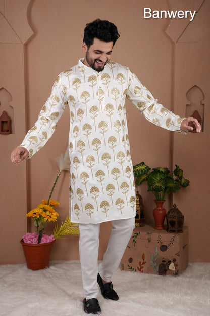 Multiple Petals Banwery Gadwal Silk Mens Kurta Pajama Exporter