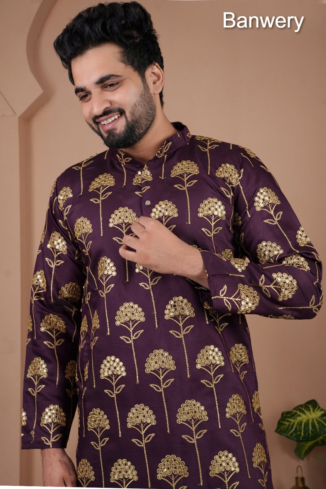 Multiple Petals Banwery Gadwal Silk Mens Kurta Pajama Exporter