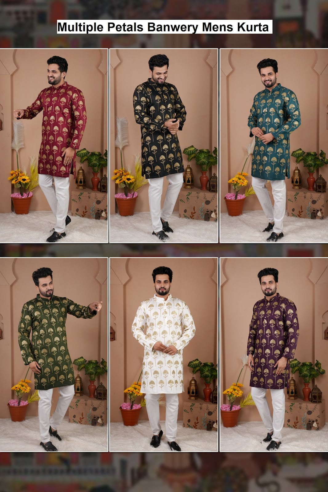 Multiple Petals Banwery Gadwal Silk Mens Kurta Pajama Exporter