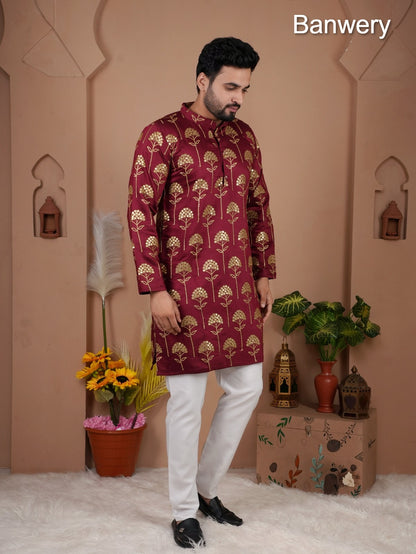 Multiple Petals Banwery Gadwal Silk Mens Kurta Pajama Exporter