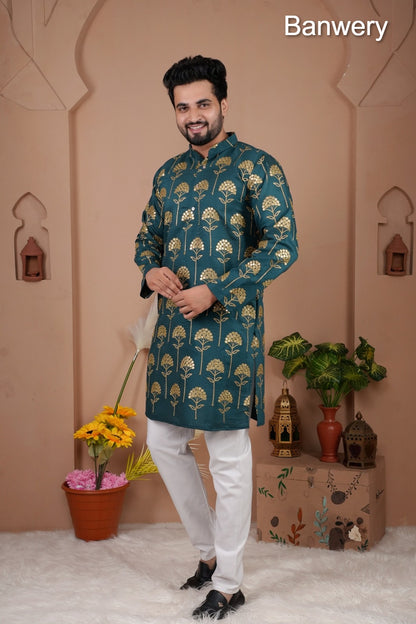 Multiple Petals Banwery Gadwal Silk Mens Kurta Pajama Exporter