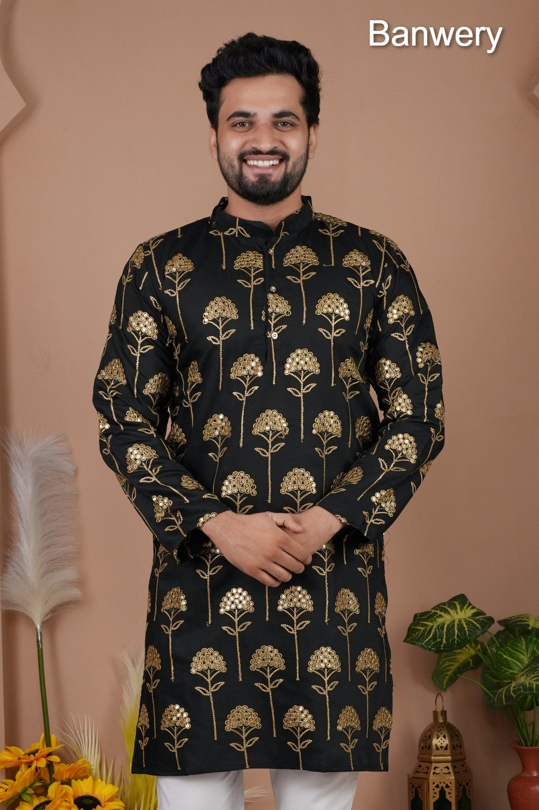 Multiple Petals Banwery Gadwal Silk Mens Kurta Pajama Exporter