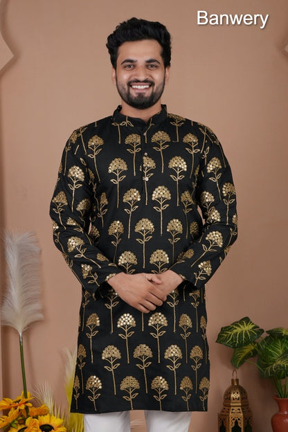 Multiple Petals Banwery Gadwal Silk Mens Kurta Pajama Exporter