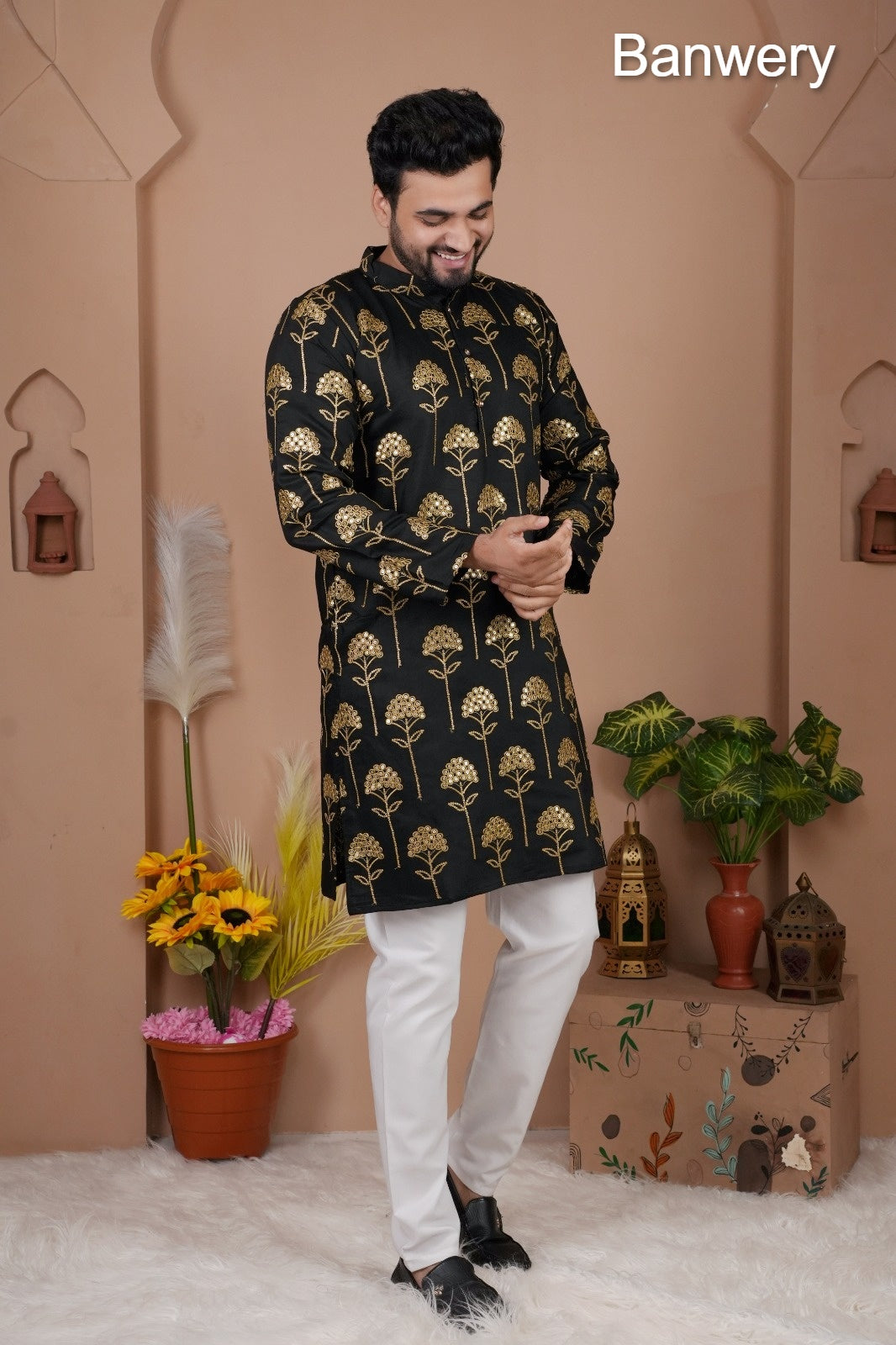 Multiple Petals Banwery Gadwal Silk Mens Kurta Pajama Exporter