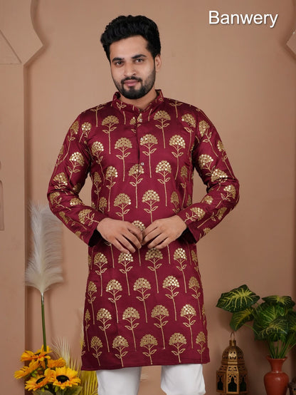 Multiple Petals Banwery Gadwal Silk Mens Kurta Pajama Exporter