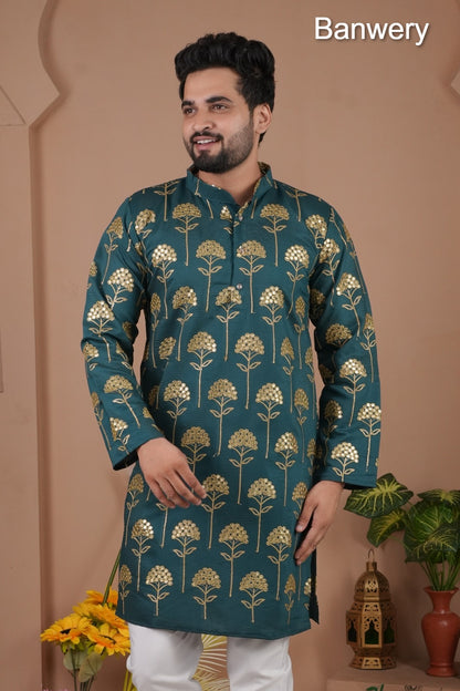 Multiple Petals Banwery Gadwal Silk Mens Kurta Pajama Exporter