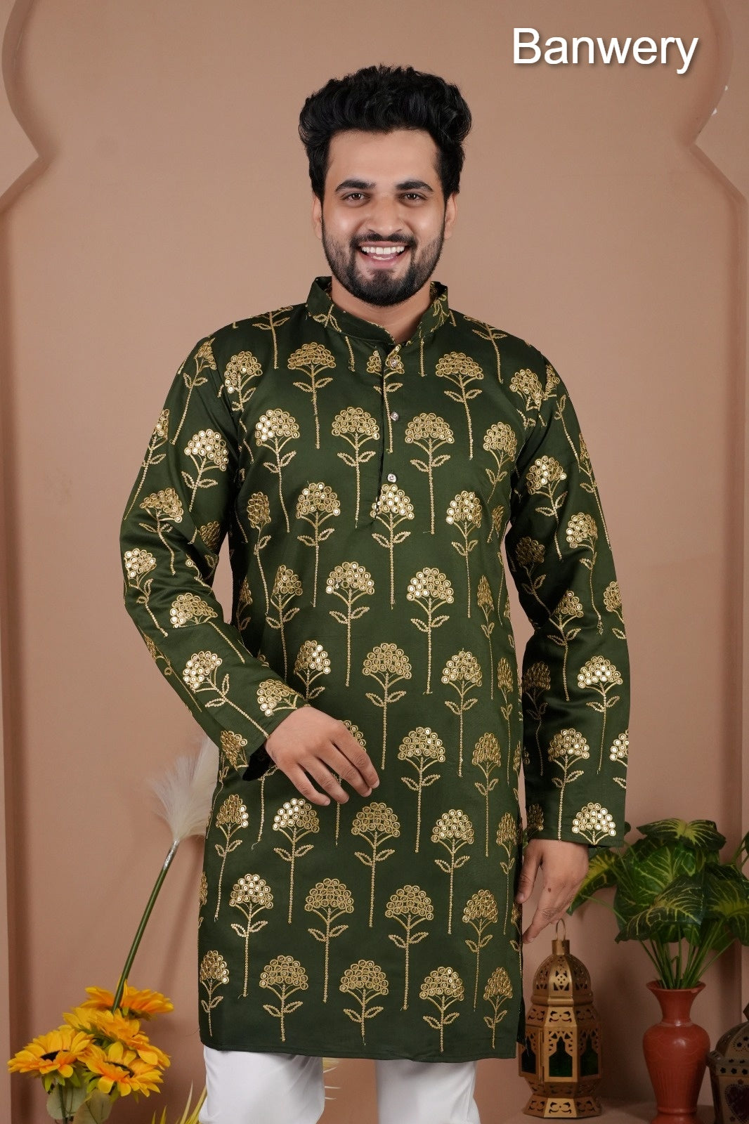 Multiple Petals Banwery Gadwal Silk Mens Kurta Pajama Exporter