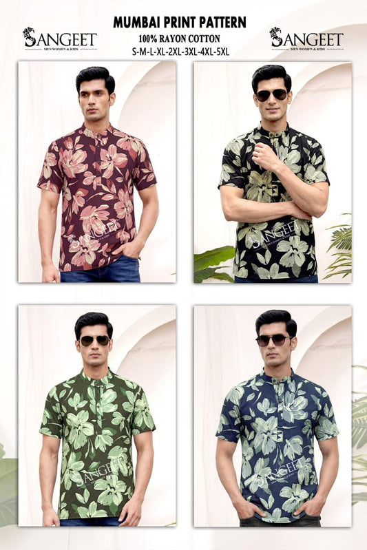 Mumbai Print Pattern Short Sangeet Rayon Cotton Mens Kurta Manufacturer India
