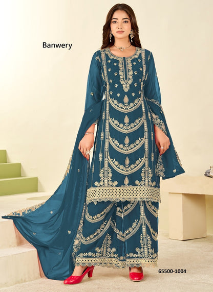 Mumtaz Banwery Georgette Readymade Plazzo Style Suits Wholesaler Ahmedabad