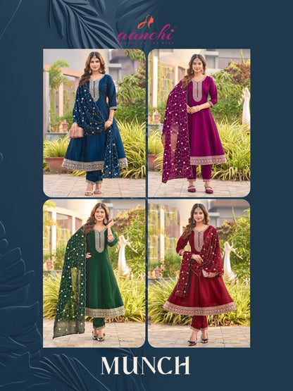 Munch Aanchi Silk Readymade Anarkali Suits Manufacturer India