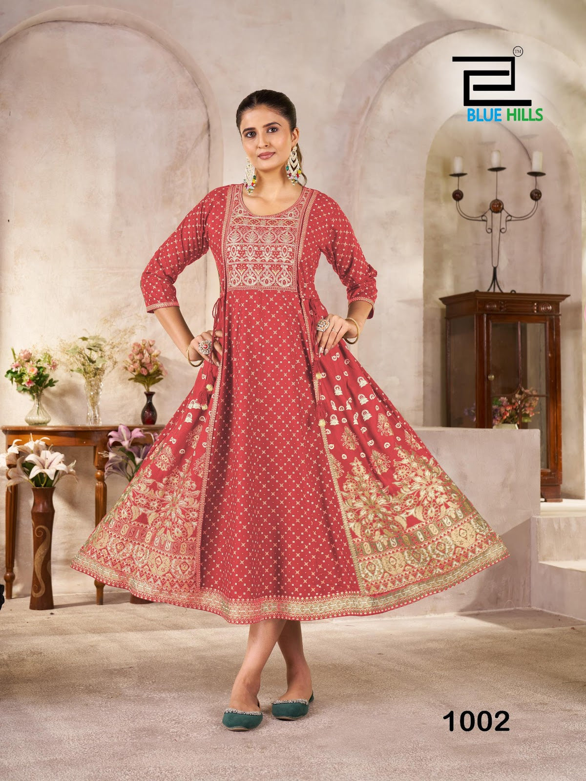 Munch Blue Hills Rayon 14Kg Anarkali Kurtis Wholesale Rate